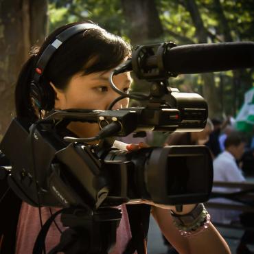 ManSee Kong, a NYC based filmmaker, behind the camera.